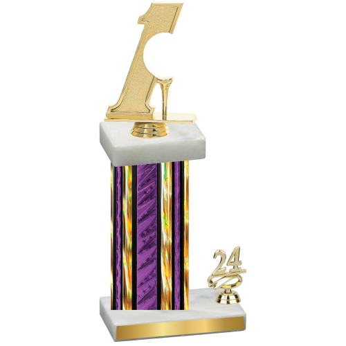 Accented Single Purple Glacier Year Golf Trophy