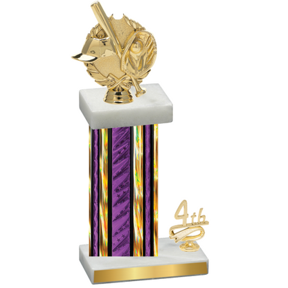 Accented Single Purple Glacier Fourth Place Baseball Trophy