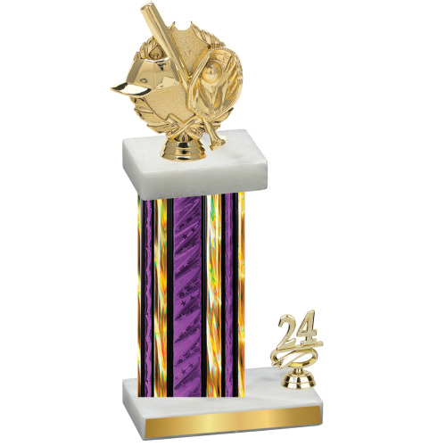 Accented Single Purple Glacier Year Baseball Trophy