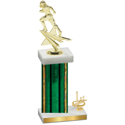 Accented Single Green Glacier First Place Football Trophy