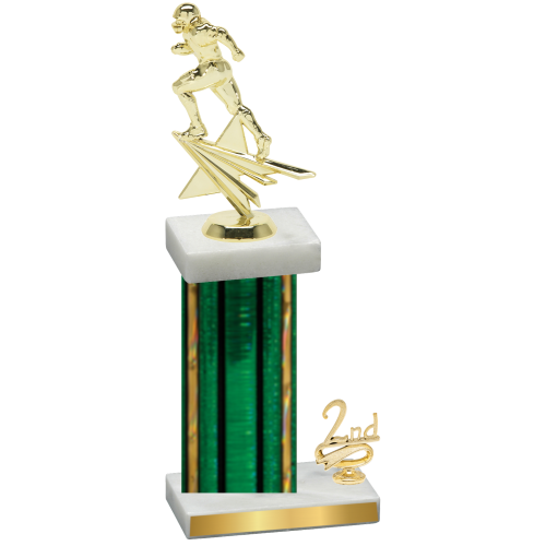 Accented Single Green Glacier Second Place Football Trophy