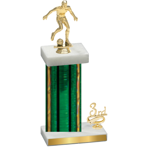 Accented Single Green Glacier Third Place Soccer Trophy