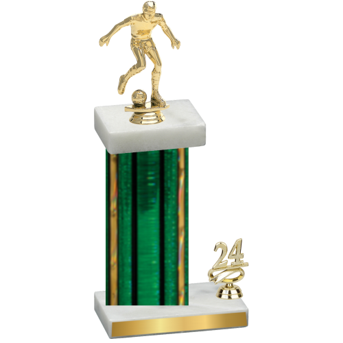 Accented Single Green Glacier Year Soccer Trophy