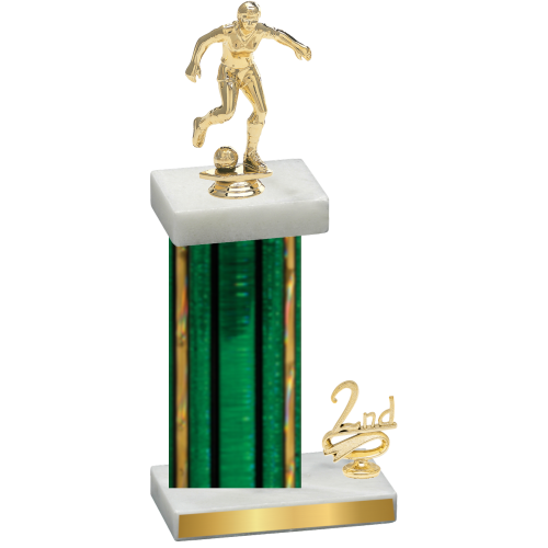 Accented Single Green Glacier Second Place Soccer Trophy