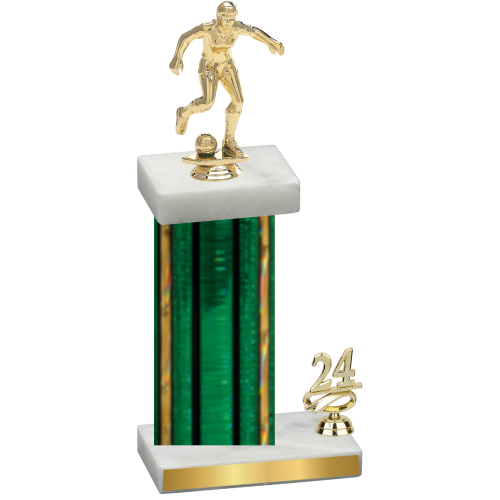 Accented Single Green Glacier Year Soccer Trophy