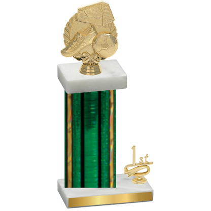 Accented Single Green Glacier First Place Soccer Trophy