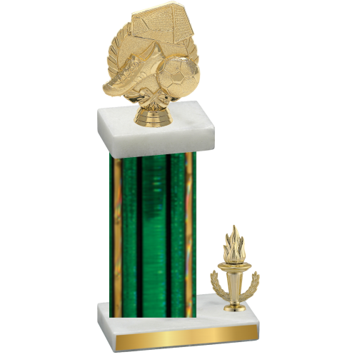 Accented Single Green Glacier Victory Soccer Trophy