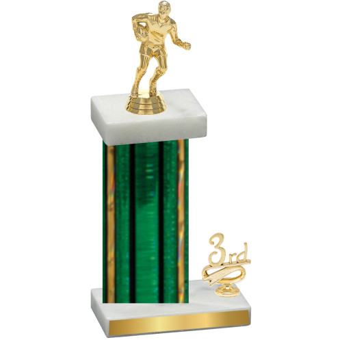 Accented Single Green Glacier Third Place Rugby Trophy