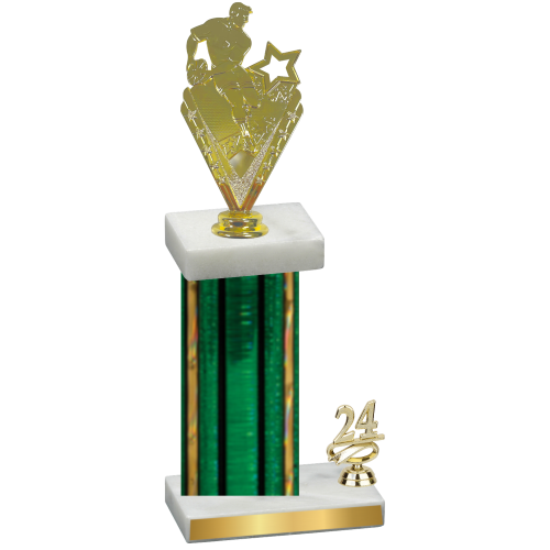 Accented Single Green Glacier Year Rugby Trophy