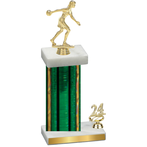 Accented Single Green Glacier Year Bowling Trophy