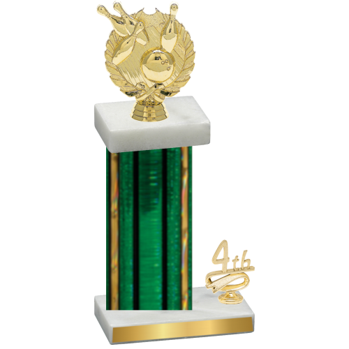 Accented Single Green Glacier Fourth Place Bowling Trophy