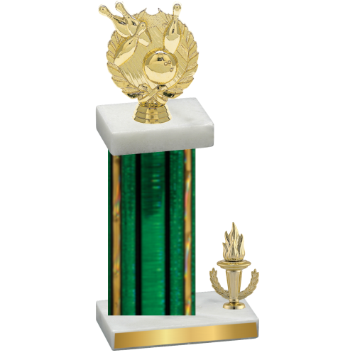 Accented Single Green Glacier Victory Bowling Trophy