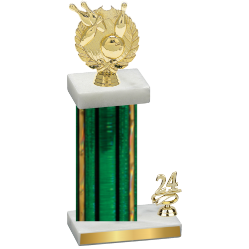 Accented Single Green Glacier Year Bowling Trophy