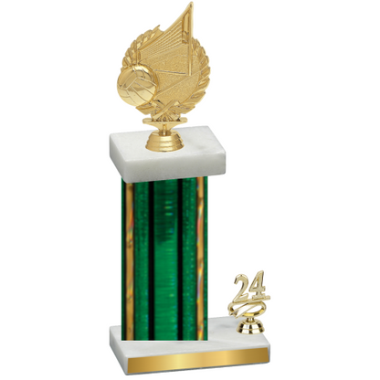 Accented Single Green Glacier Year Volleyball Trophy