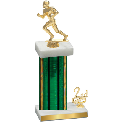 Accented Single Green Glacier Second Place Football Trophy