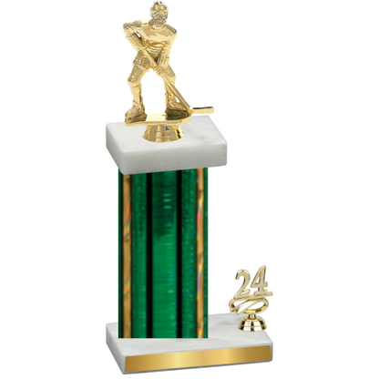 Accented Single Green Glacier Year Hockey Trophy