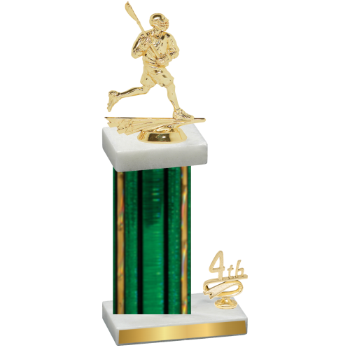 Accented Single Green Glacier Fourth Place Lacrosse Trophy
