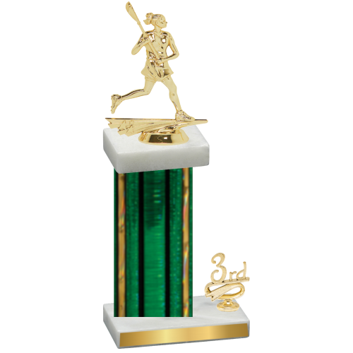 Accented Single Green Glacier Third Place Lacrosse Trophy