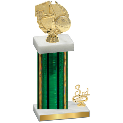 Accented Single Green Glacier Third Place Basketball Trophy