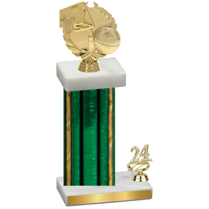 Accented Single Green Glacier Year Basketball Trophy