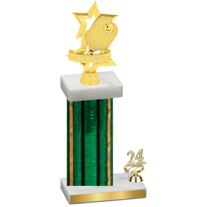 Accented Single Green Glacier Year Pickleball Trophy