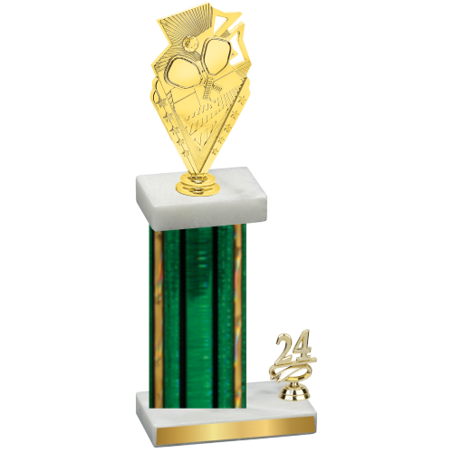 Accented Single Green Glacier Year Pickleball Trophy