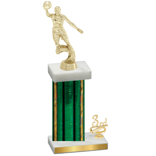 Accented Single Green Glacier Third Place Basketball Trophy