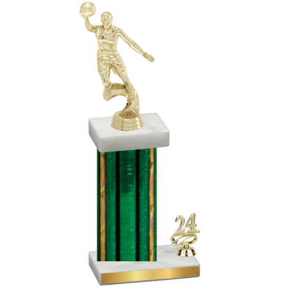 Accented Single Green Glacier Year Basketball Trophy