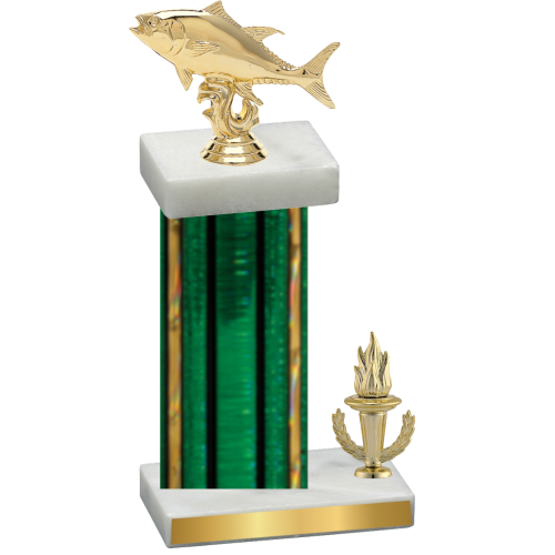 Accented Single Green Glacier Victory Fishing Trophy