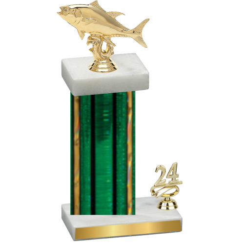 Accented Single Green Glacier Year Fishing Trophy