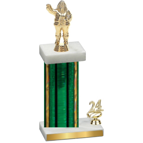 Accented Single Green Glacier Year Holiday Trophy