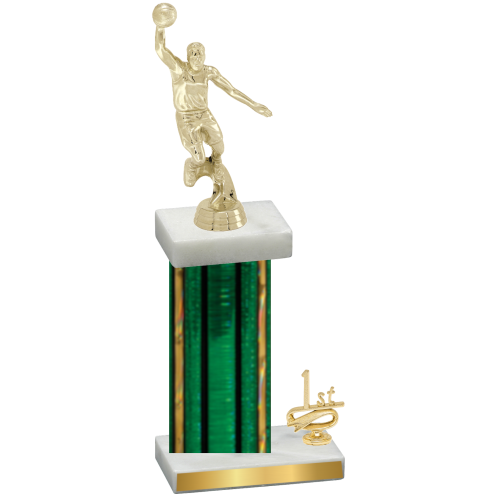 Accented Single Green Glacier First Place Basketball Trophy