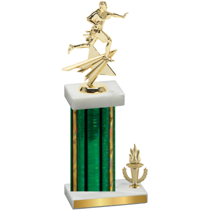 Accented Single Green Glacier Victory Flag Football Trophy