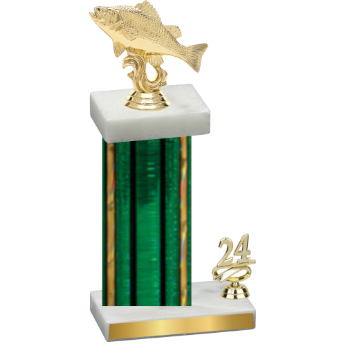 Accented Single Green Glacier Year Fishing Trophy