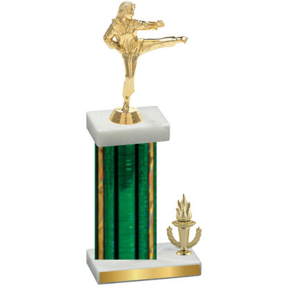 Accented Single Green Glacier Victory Karate Trophy