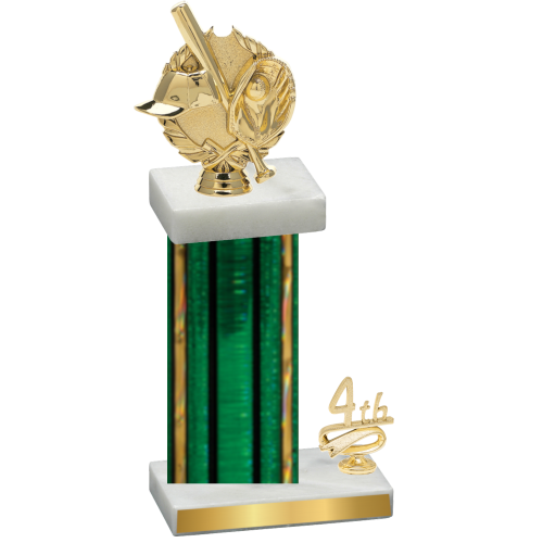 Accented Single Green Glacier Fourth Place Baseball Trophy