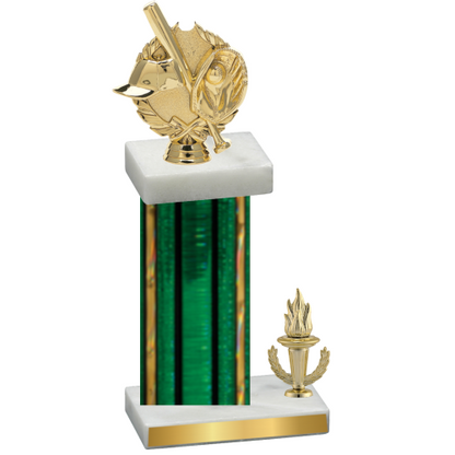 Accented Single Green Glacier Victory Baseball Trophy