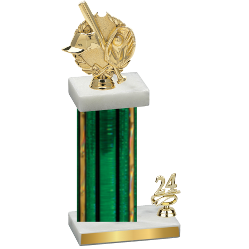 Accented Single Green Glacier Year Baseball Trophy