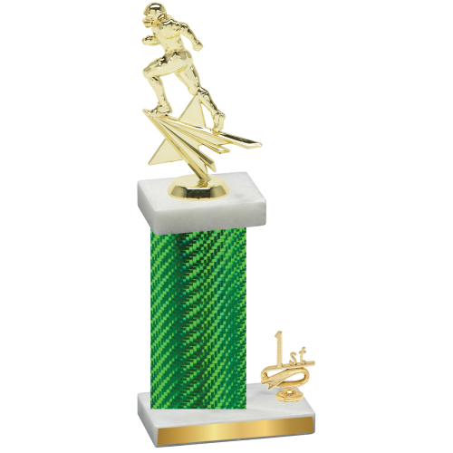 Accented Single Green Carbon Fiber First Place Football Trophy