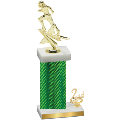 Accented Single Green Carbon Fiber Second Place Football Trophy