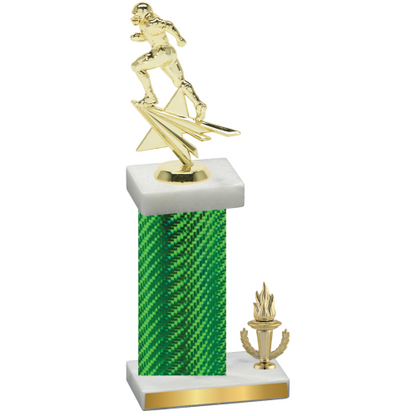 Accented Single Green Carbon Fiber Victory Football Trophy