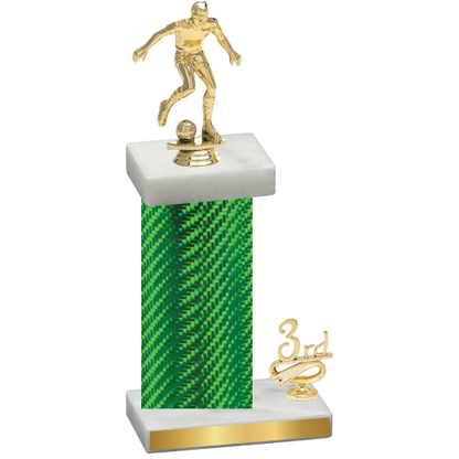 Accented Single Green Carbon Fiber Third Place Soccer Trophy