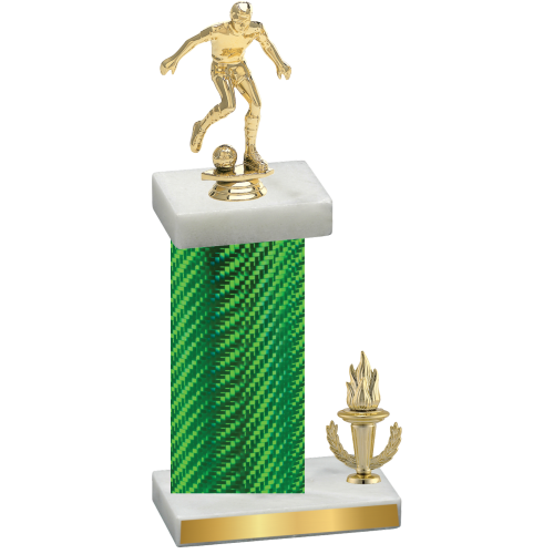 Accented Single Green Carbon Fiber Victory Soccer Trophy