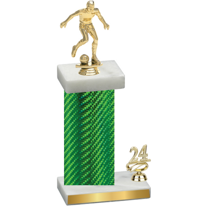 Accented Single Green Carbon Fiber Year Soccer Trophy