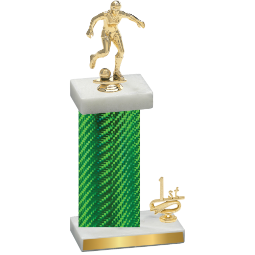 Accented Single Green Carbon Fiber First Place Soccer Trophy