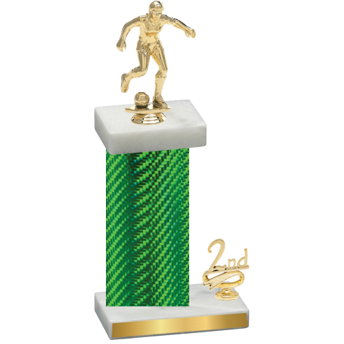 Accented Single Green Carbon Fiber Second Place Soccer Trophy