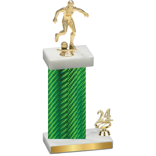 Accented Single Green Carbon Fiber Year Soccer Trophy