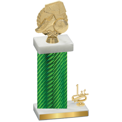 Accented Single Green Carbon Fiber First Place Soccer Trophy