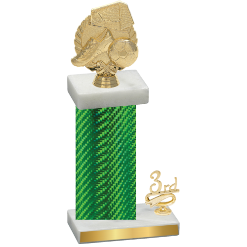Accented Single Green Carbon Fiber Third Place Soccer Trophy