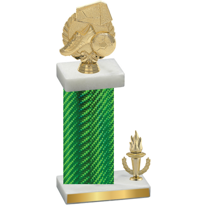 Accented Single Green Carbon Fiber Victory Soccer Trophy